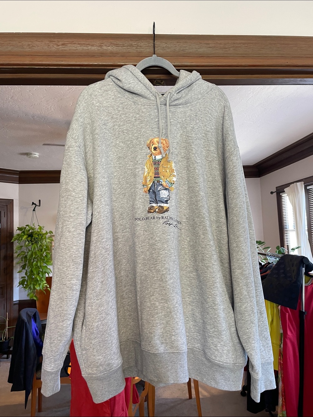 Ralph Lauren Light Gray Polo Bear Pullover Hoodie